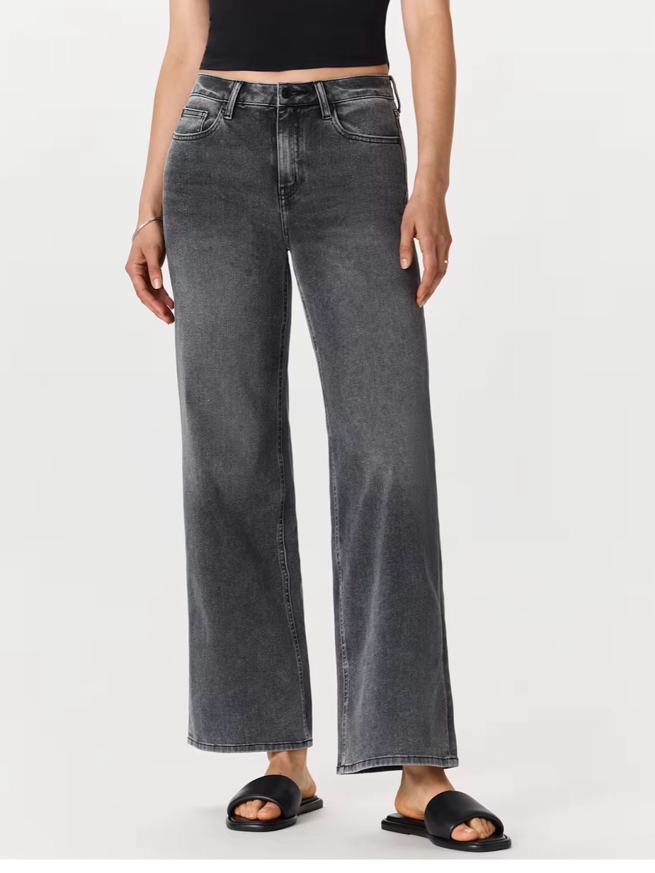Quince Bella Stretch Wide Leg Washed Black High-Rise Wide Leg Jeans